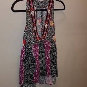 Small Free People Flowy Tank Top Black Purple